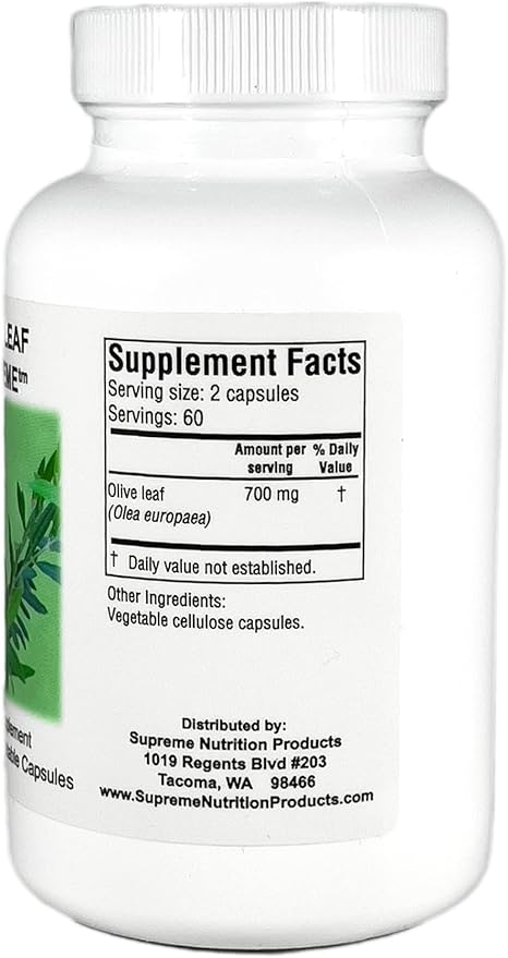 Supreme Nutrition Olive Leaf Supreme, 120 Pure Olive Leaf Vegetarian Capsules | 2 Pack