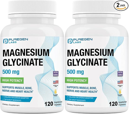 Magnesium Glycinate 500mg [High Potency] Veggie Caps, Chelated for Superior Absorption, Non-GMO, NO Gluten and Dairy, Supports Muscle, Joint, and Heart Health | Total 240 Capsules