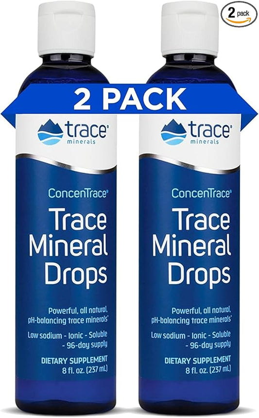 Trace Minerals ConcenTrace Trace Mineral Drops - Liquid Supplement for Bone & Joint Support - Aids Hydration & Electrolyte Restoration - Unflavored, 8 fl oz (192 Servings)