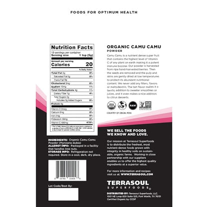 Terrasoul Superfoods Organic Camu Camu Powder, 7 Oz (2 Pack) - Raw | Vitamin C | Immune Support