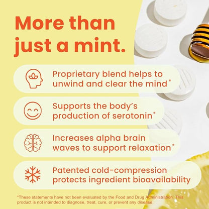 NeuroGum Calm & Clarity Mints (72 Pieces) - Sugar Free with L-theanine + GABA + Vitamin D3 - Nootropic Brain Supplements for Memory - Enhances Calm, Stress Relief for Men & Women - Honey Lemon