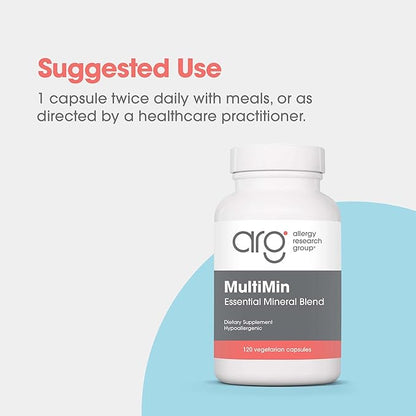 Allergy Research Group MultiMin - Multi Minerals Supplement for Men and Women, Trace Minerals, Mineral Complex, Boron, Iron, Magnesium - 120 Count