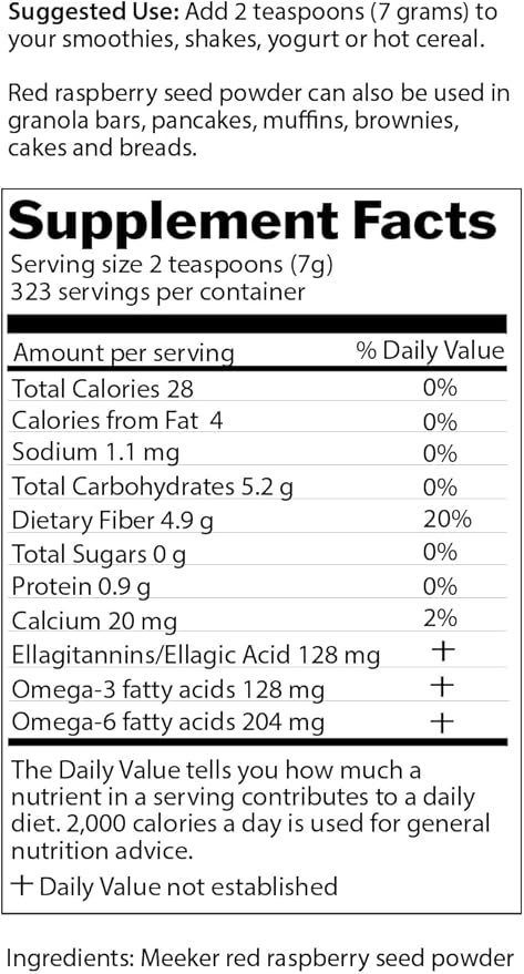 Meeker Red Raspberry Seed Powder - Natural Source of Ellagic Acid and Fiber - Locally Milled from US-Grown Raspberry Seeds - 5 lb / 2.26 kg