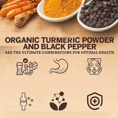 Turmeric Curcumin Powder with Black Pepper - Turmeric Latte Mix with Turmeric Curcumin, Black Pepper - Golden Milk Instant Drink Mix Powder