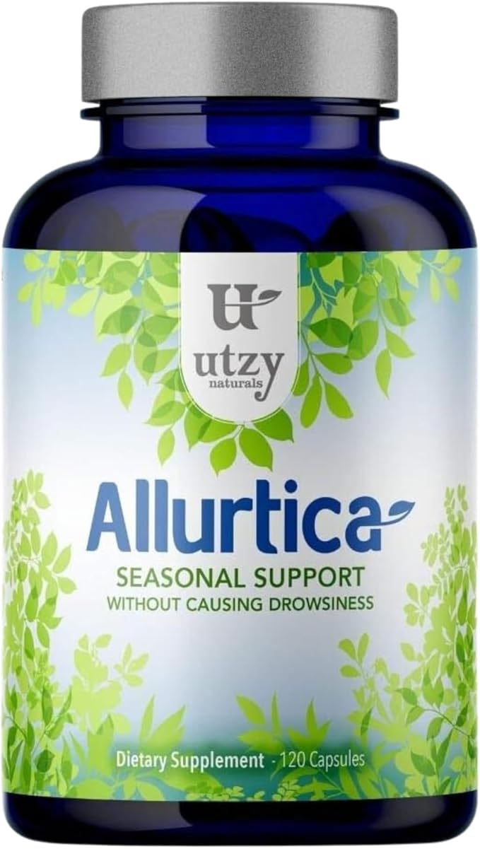 Allurtica | Herbal Supplement with Quercetin and Stinging Nettle | Seasonal Support for Adults & Kids | Non Drowsy | 120 Capsules