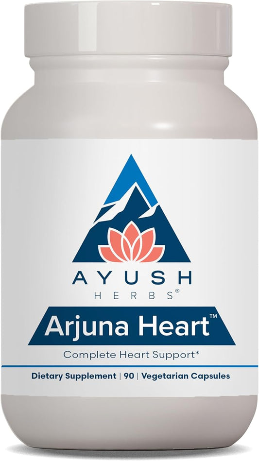Ayush Herbs Arjuna Heart - Complete Heart-Support Supplement, Natural Arjuna, Magnesium & CoQ10 Formula for Women & Men - 90 Vegetarian Caplets (1 Count)