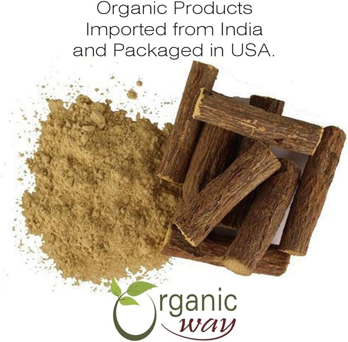 Organic Way Licorice Root Powder (Glycyrrhiza Glabra) - Herbal Tea | Kosher & USDA Certified | Vegan, Non-GMO & Gluten Free | Tested for Heavy Metal and Purity | 100% Raw from India (1LBS / 16Oz)