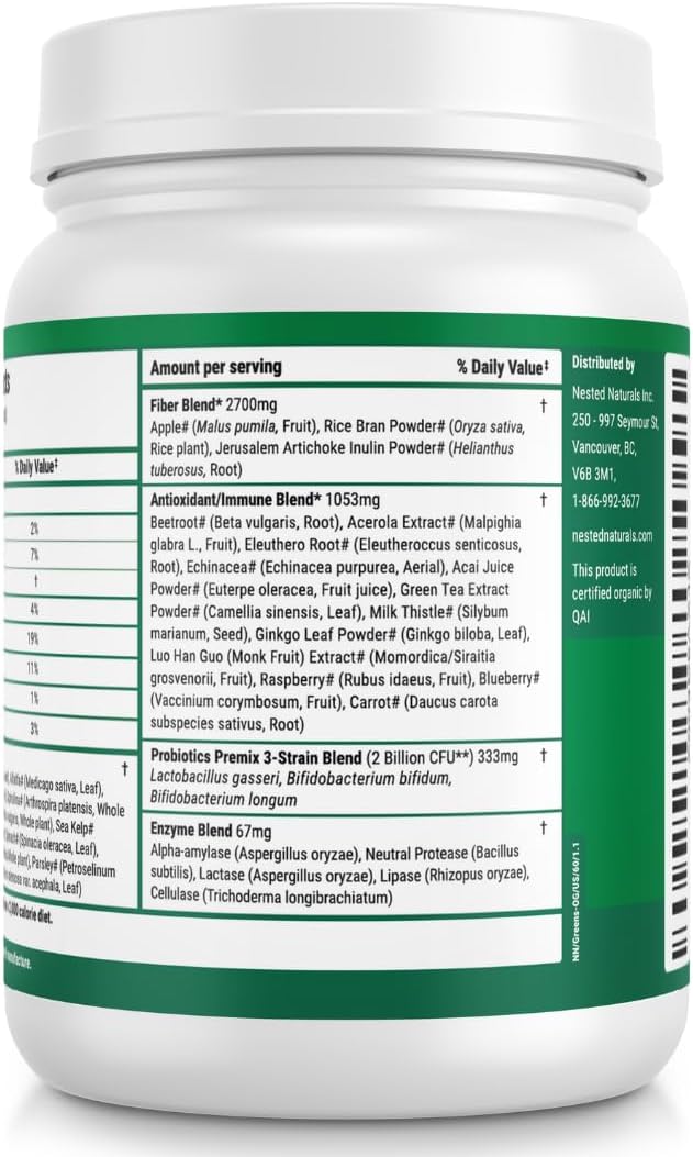 Super Greens Daily Greens Superfood Powder - Certified USDA Organic Green Powder w/20+ Whole Foods, Spirulina Powder, Wheat & Barley Grass - Probiotics, Fiber & Enzymes - Original Flavor, 60 Servings