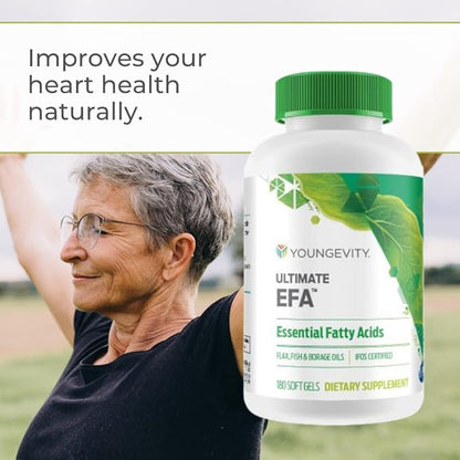 Youngevity Ultimate EFA - Organic Source of Essential Fatty Acids | Omega 3, 6, & 9 | Made from Borage, Flax & Fish Oil | 180 Count (Pack of 4)