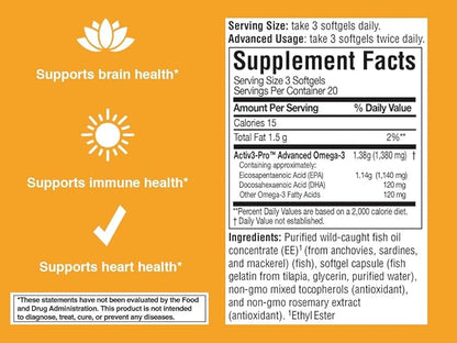 7010MD Advanced Omega-3 Formula, 92% Omega-3 with 1140 mg of EPA per serving, promoting Positive Mood, Brain Health, Immune Health, Heart Health and Joint Health- 60 Count