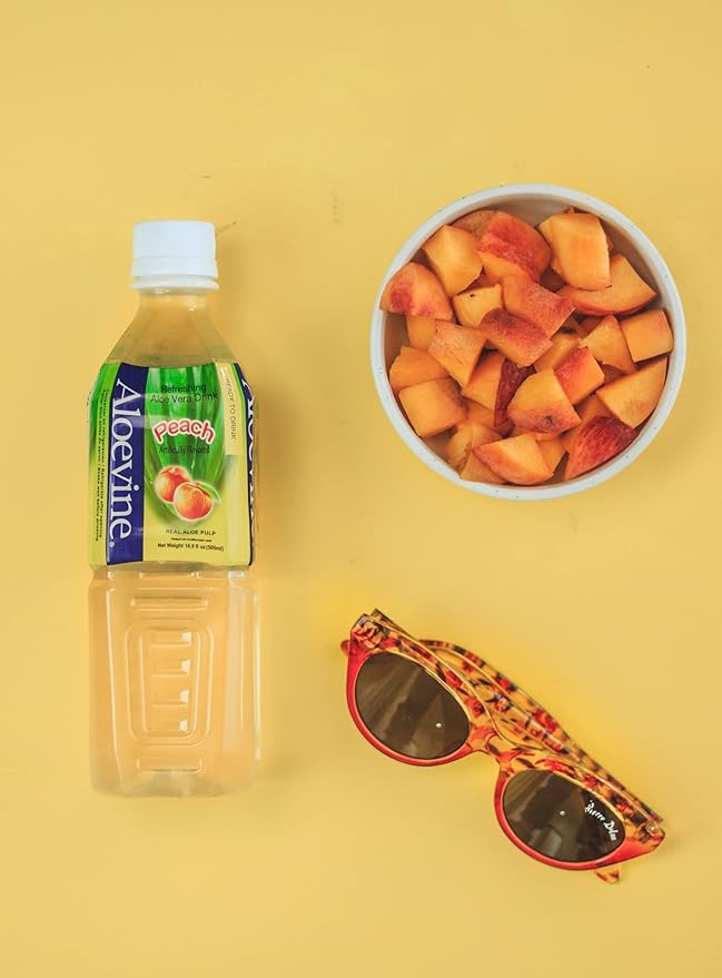 Aloevine Aloe Vera Drink, 16.9 fl oz, 20 pack Peach