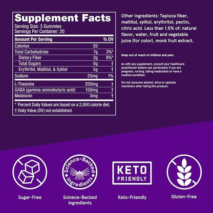 Bulletproof Sugar-Free BlackBerry Flavor Sleep Gummies, 60 Count, Keto Supplement for Sleep Support