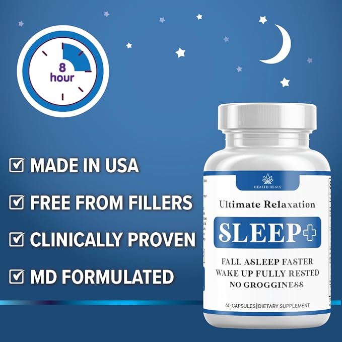 Relaxation Sleep Aid, Natural Non-Habit Forming, Sleep Supplement Developed to Support for Longer & Better Sleep, Chamomile, Magnesium, Melatonin, Ashwagandha, GABA, Drug-Free (180 Count)