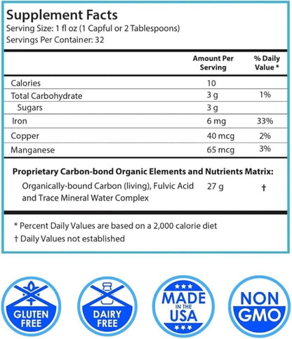Drucker Labs - intraMIN Organic Liquid Minerals Supplement for Men, Women, Kids, Immune and Muscle Support, Non GMO, Gluten Free, Vegan, Electrolytes, Sugar Free (32 oz.,Unflavored)