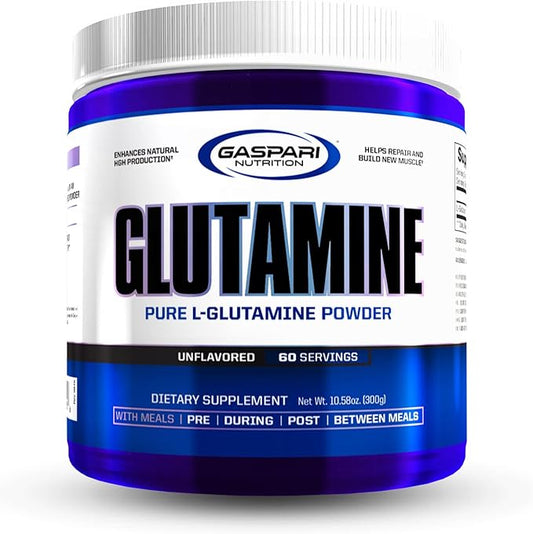 Gaspari Nutrition, Glutamine, Pure L-Glutamine Powder, Perfect Pre Workout, Post Workout and Recovery, Micronized Glutamine Powder (60 Servings, Unflavored)