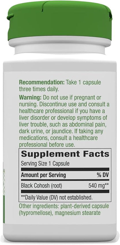 Nature's Way Black Cohosh Root, Traditional Women's Health Remedy*, 540 mg, 100 Vegan Capsules (Pack of 2)