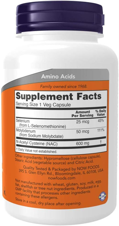 Now Foods Nac-Acetyl Cysteine 600mg, 250 Vcaps (500 (250X2))