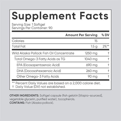 Sports Research Triple Strength Omega 3 Fish Oil EPA & DHA Fatty Acids from Wild Alaskan Pollock & Magtein Magnesium L-Threonate Supports Memory, Focus, Sleep & Mood Brain Health Pack