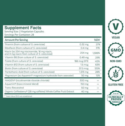Qualia NAD Supplement — Clinically Proven to Boost NAD+ up to 67%. Optimized Aging, Energy, Focus. Elite NAD+ Booster Ingredients Nicotinamide Riboside (NIAGEN), Niacin, Niacinamide (1 Month Supply)