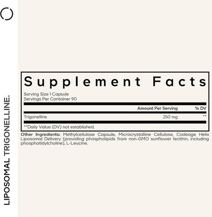 Codeage Liposomal Trigonelline - 250 mg Per Capsule - 3-Month Supply - Plant-Based Alkaloid - Liposomal Delivery for Bioavailability - Metabolic Health Support - Vegan Nootropic Non-GMO - 90 Capsules