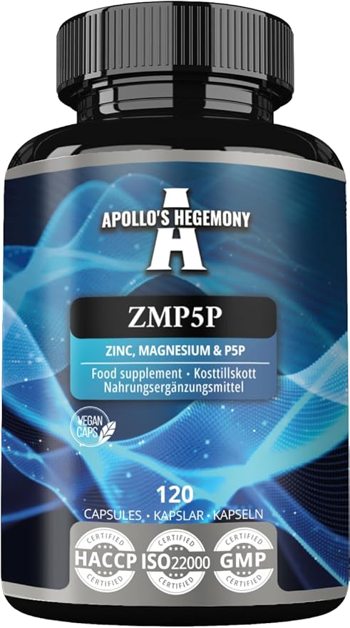 APOLLO'S HEGEMONY ZMP5P 375 mg per Portion - Magnesium, Zinc, Vitamin B6 in Chelated Form - 120 Vegan Capsules - 40 Day Supply - for Enhanced Health and Wellness