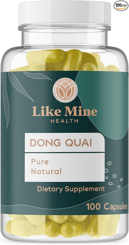 Like Mine Dong Quai (100 Capsules), Pure & Natural, No Fillers or Additives, Gluten Free, Herbal Supplement for Women