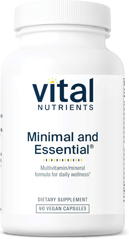 Vital Nutrients Minimal and Essential Multivitamin | Vegetarian One per Day Multi Vitamin, Mineral, & Antioxidant Supplement* | Iron-Free | Gluten, Dairy, Soy Free | Non-GMO | 90 Capsules