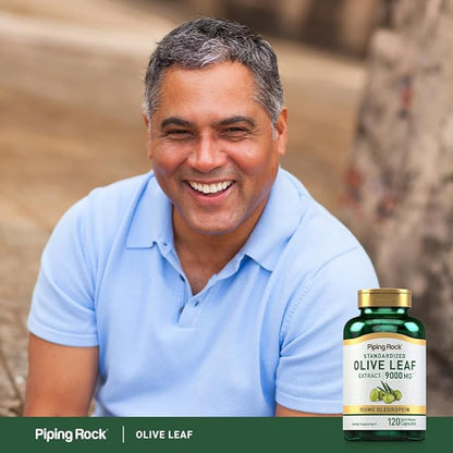 Piping Rock Olive Leaf Extract Capsules | 9000mg | 120 Pills | 150mg Oleuropein | Standardized Herbal Supplement | Non-GMO, Gluten Free