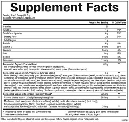 Whole Earth & Sea from Natural Factors, Organic Fermented Greens, Vegan Whole Food Supplement, Chocolate, 15.5 Oz