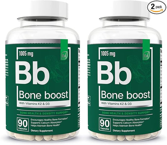 Essential Elements Bone Boost Bone Health Supplement - Bone Support and Calcium Supplement with Vitamin D 3, K2, Cissus Quadrangularis for Bone Strength - 180 Capsules (60 Day Supply) (2-Pack)