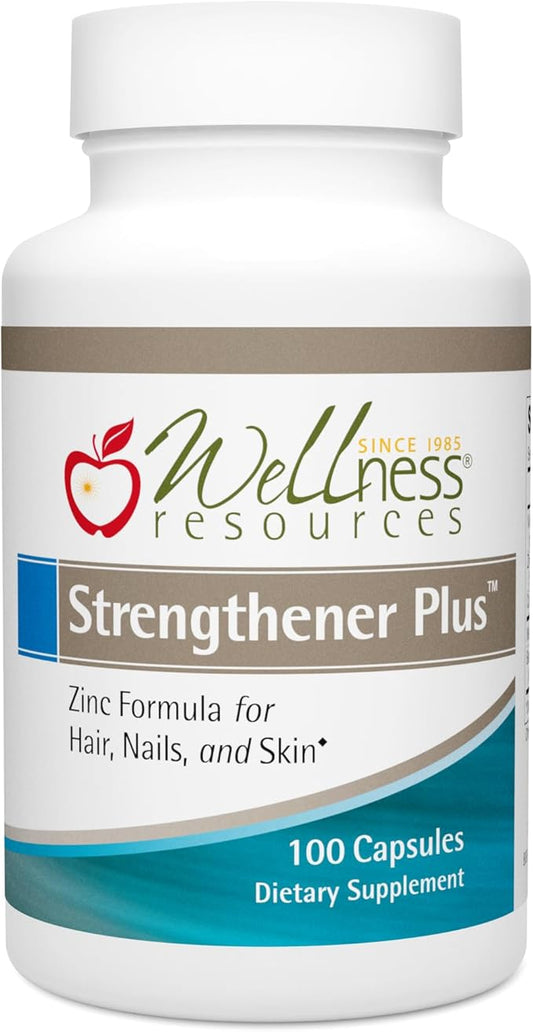Wellness Resources Strengthener Plus - Zinc Formula for Immune System, Hair, Skin, and Nails. with Bamboo, B6, MSM Sulfur (100 Capsules)