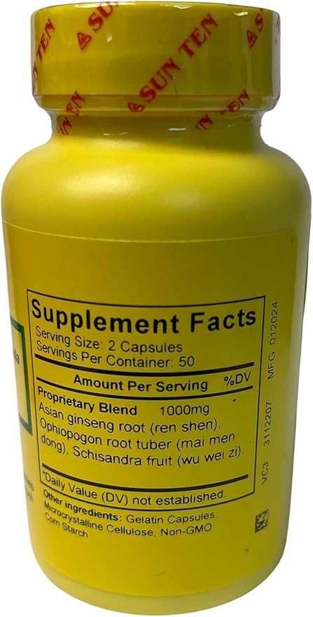 Sun Ten - Ginseng & Ophiopogon Formula Capsules/Sheng Mai San/生脈散 - 1 Pack