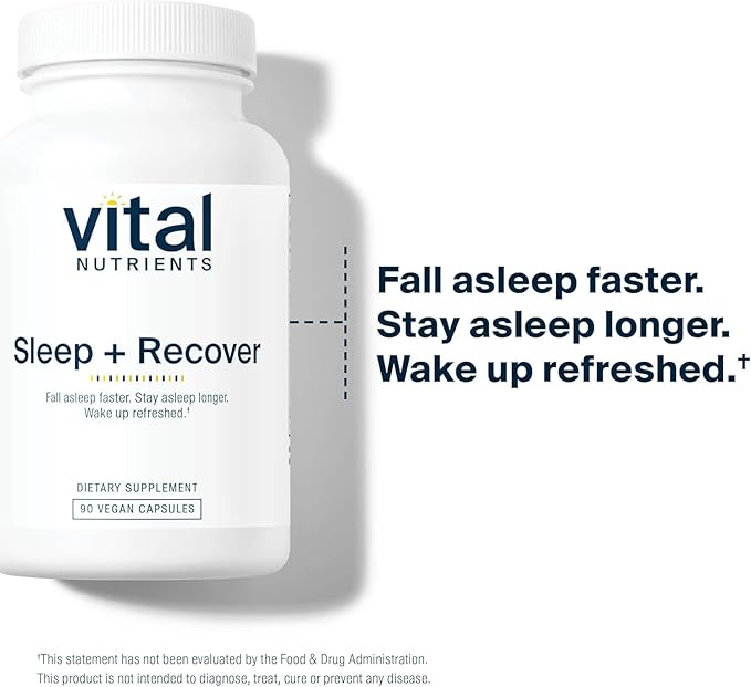 Vital Nutrients Sleep + Recover - Vegan Supplement - Sleep Support - Melatonin, Ashwagandha & L-Theanine - Gluten, Dairy & Soy Free - 90 Capsules
