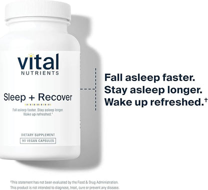 Vital Nutrients Sleep + Recover - Vegan Supplement - Sleep Support - Melatonin, Ashwagandha & L-Theanine - Gluten, Dairy & Soy Free - 90 Capsules