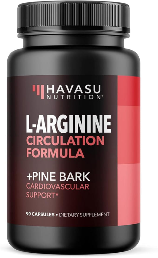 L-Arginine 1800mg and Pine Bark Extract 100mg - Nitric Oxide Supplement for Men - Performance Supplement for Men's Health - 90 Count - Endurance, Recovery Support - Vegan, Non-GMO Capsules