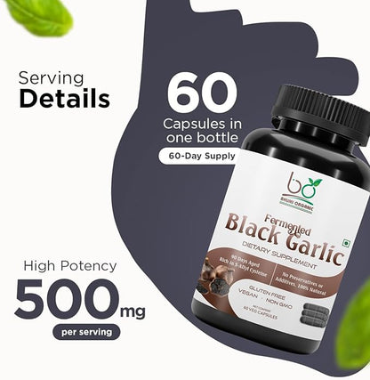 Aged and Fermented Black Garlic Capsules, 60 Veg Capsules, 500 mg