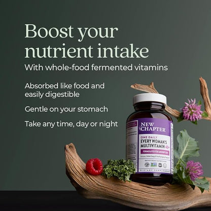 New Chapter Women's Multivitamin 40 plus for Energy, Healthy Aging + Immune Support with 20+ Nutrients -- Every Woman's One Daily 40+, Gentle on the Stomach, 48 Count