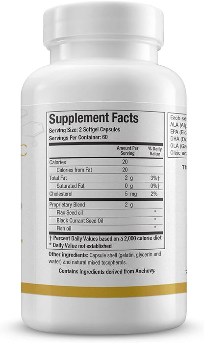 Biotics Research Optimal EFAs - BC, Proprietary Blend of Fish, Flaxseed and Blackcurrant Seed Oils. Balance of Omega3, 6 and 9 Fatty Acids, 120 Softgels