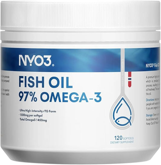Omega 3 Fish Oil 1500mg with DHA & EPA Fatty Acids, 97% Omega 3 Supplement 120 Softgel –Burpless for Heart, Brain & Joint Health
