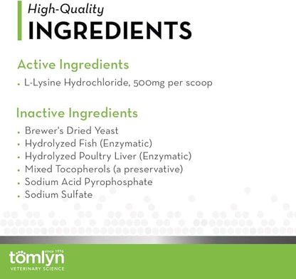 Tomlyn Immune Support Daily L-Lysine Supplement, Fish-Flavored Lysine Powder for Cats and Kittens, 4 Pack