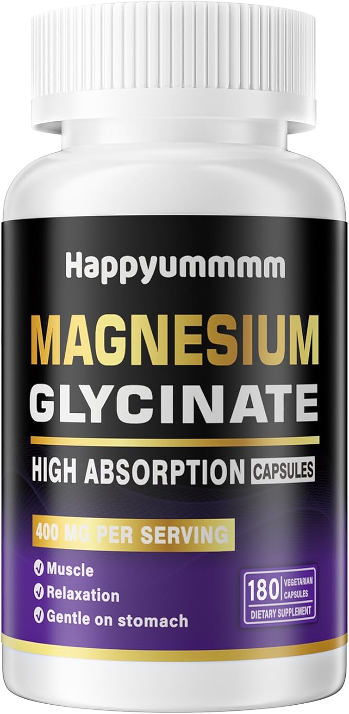 Magnesium Glycinate 400 MG per Serving 100% Chelated for High Absorption, Gentle On Stomach, Non-GMO, 180 Vegetarian Capsules