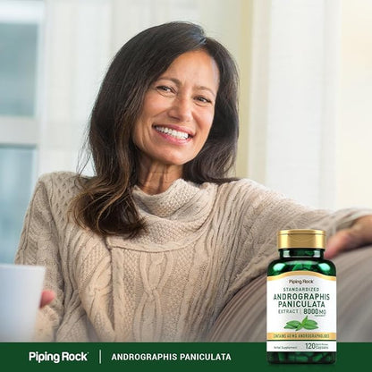 Piping Rock Andrographis Paniculata Extract | 8000 mg | 120 Capsules | Standardized Herbal Supplement | Non-GMO, Gluten Free