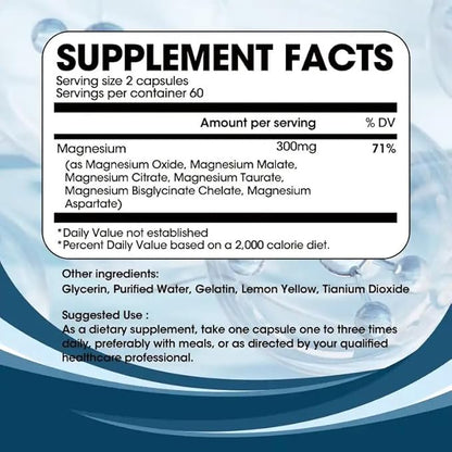 High Absorption Magnesium Complex | 6 Element Magnesium Complex for Muscle, Bone & Nerve Health - 120 Softgel Capsules, 60 Day Supply