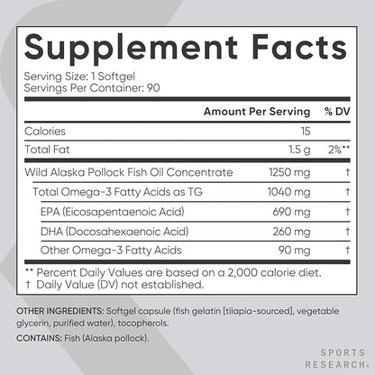 Sports Research Triple Strength Omega 3 Fish Oil, Antarctic Krill Oil + Phospholipids, Choline & Astaxanthin Mini-Softgels, Keto Plus ACV 500mg of Apple Cider Vinegar & 1500mg goBHB Exogenous Ketones