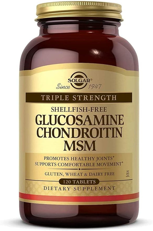 Solgar Triple Strength Glucosamine Chondroitin MSM, 60 Tablets - Promotes Healthy Joints, Supports Comfortable Movement - Shellfish Free - Gluten Free, Dairy Free - 30 Servings