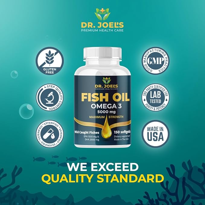 Fish Oil Omega 3 - No Fishy Burp - 150 Softgels - Non GMO - Made in The USA