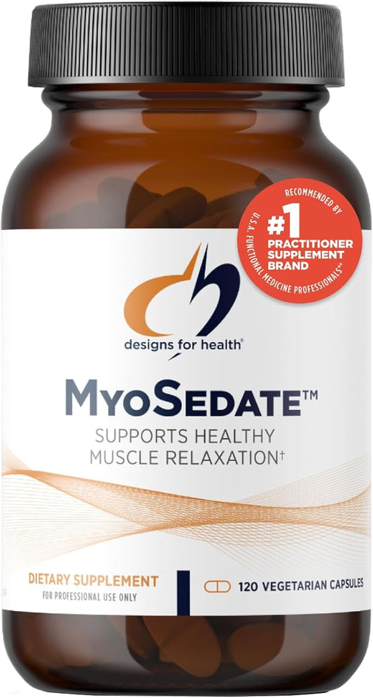 Designs for Health MyoSedate - Magnesium, Valerian Root, Passion Flower + Lemon Balm - Promotes Healthy Muscle Relaxation + Calm Support - Non-GMO Herb + Mineral Supplement (120 Capsules)