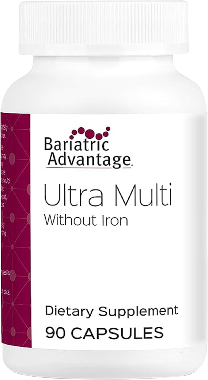 Bariatric Advantage Ultra Multi Without Iron, High Potency Daily Multivitamin for Bariatric Surgery Patients with 22 Essential Vitamins and Nutrients - 90 Capsules, 30 Servings