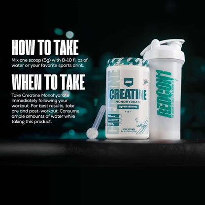 REDCON1 Creatine Monohydrate - Keto Friendly + Vegan Pre & Post Workout Supplement - Creatine Powder to Support Recovery & Athletic Performance (100 Servings)