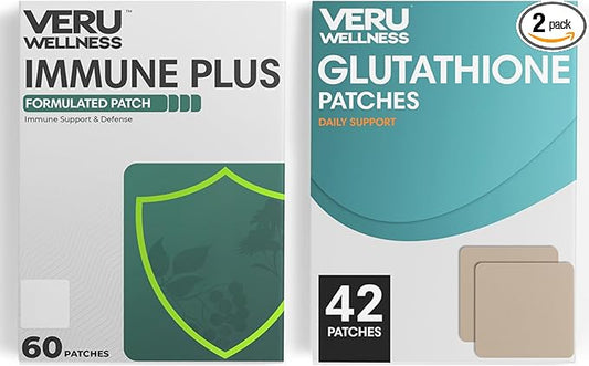 Immune Complete Boost Duo Lifestyle Patches - Immune, Glutathione - Self Adhesive Time Release Topical Patch, 8-10 Hours (60 Day Supply)